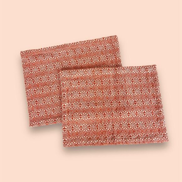 2 Crate & Barrel Orange Knit Marrakech Placemats - Picture 2 of 4